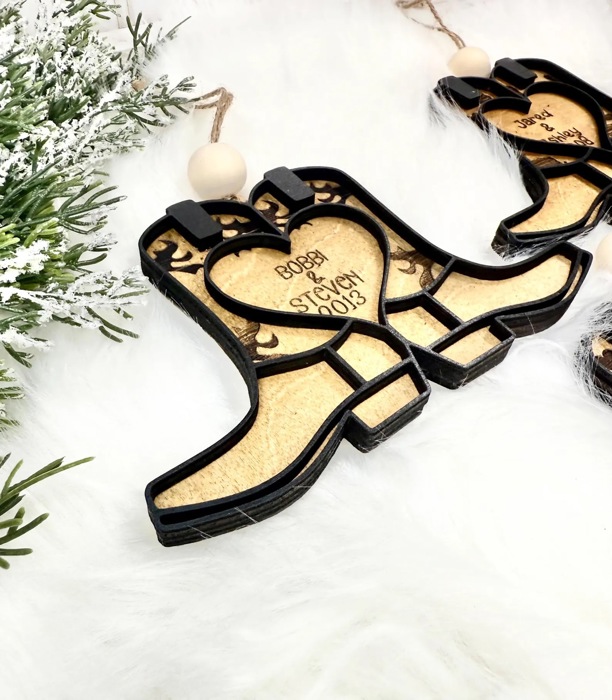 Personalized Couples Cowboy Boot Ornament, Personalized Western Ornament, Cowboy Boot Ornament, Cowboy Boots Stocking Tag