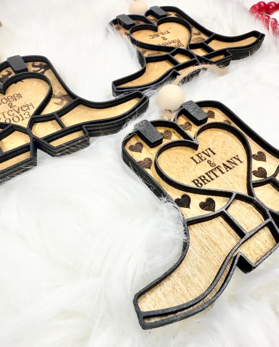 Personalized Couples Cowboy Boot Ornament, Personalized Western Ornament, Cowboy Boot Ornament, Cowboy Boots Stocking Tag