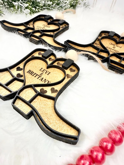 Personalized Couples Cowboy Boot Ornament, Personalized Western Ornament, Cowboy Boot Ornament, Cowboy Boots Stocking Tag