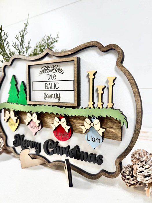 Personalized Christmas Family Sign, Christmas Family Sign, Mental Christmas Decor