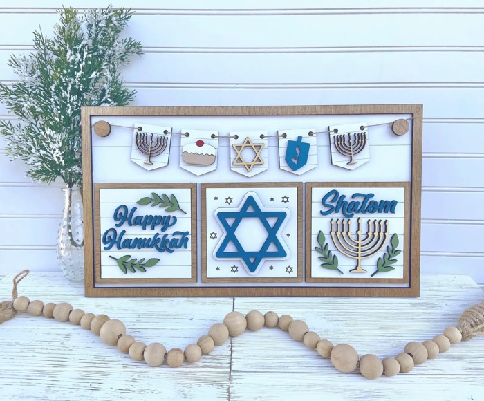Interchangeable Hanukkah Sign, Hanukkah Shelf Sitter, Hanukkah Home Decor, Add-on for Interchangeable Hanukkah Sign