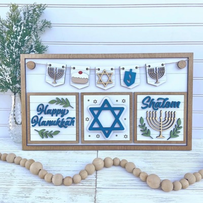 Interchangeable Hanukkah Sign, Hanukkah Shelf Sitter, Hanukkah Home Decor, Add-on for Interchangeable Hanukkah Sign