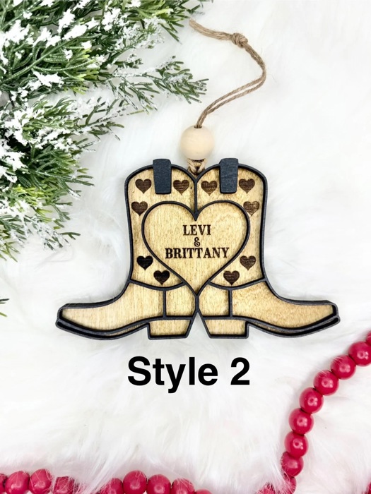 Personalized Couples Cowboy Boot Ornament, Personalized Western Ornament, Cowboy Boot Ornament, Cowboy Boots Stocking Tag