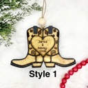  Personalized Couples Cowboy Boot Ornament, Personalized Western Ornament, Cowboy Boot Ornament, Cowboy Boots Stocking Tag