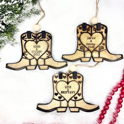 Personalized Couples Cowboy Boot Ornament, Personalized Western Ornament, Cowboy Boot Ornament, Cowboy Boots Stocking Tag
