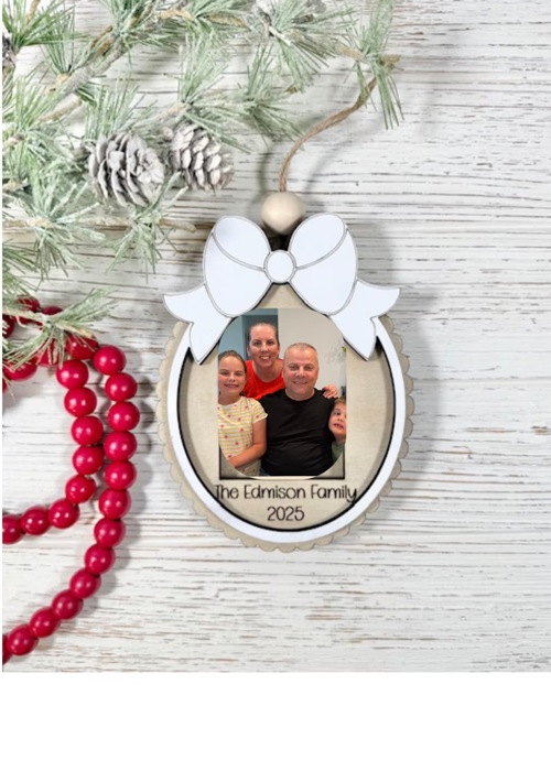 Personalized Family Photo Frame Ornament, Christmas Ornament Decor, Picture Frame Ornament