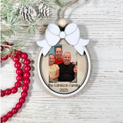 Personalized Family Photo Frame Ornament, Christmas Ornament Decor, Picture Frame Ornament