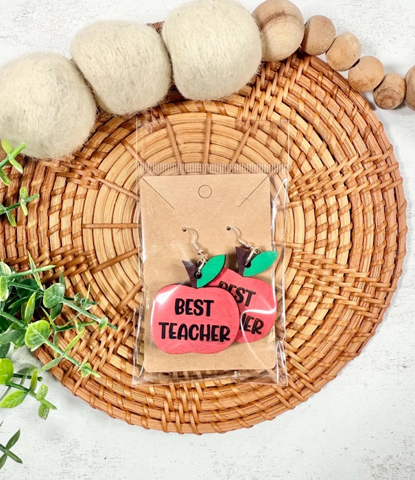 Best Teacher Apple Earrings, Teacher Gift, Teacher Appreciation Gift, Teacher Christmas Gift