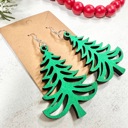  Christmas Tree Wood Earrings, Holiday Jewelry for Women, Christmas Gift for Her, Wood Jewelry, Christmas Earrings