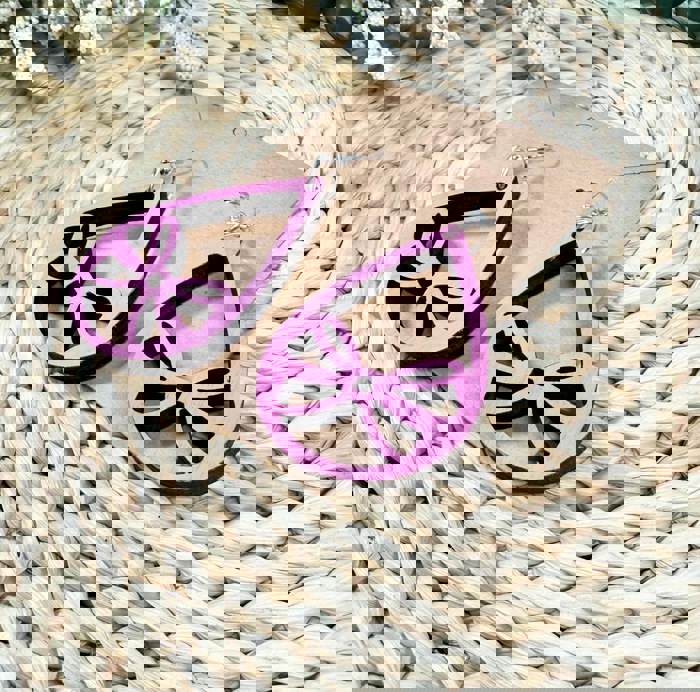 Wooden Christmas Bow Earrings