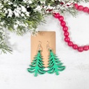  Christmas Tree Wood Earrings, Holiday Jewelry for Women, Christmas Gift for Her, Wood Jewelry, Christmas Earrings