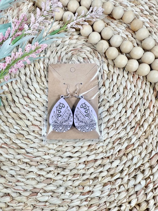 Handcrafted Wooden Lily of the Valley Earrings