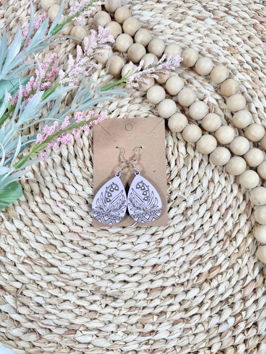 Handcrafted Wooden Lily of the Valley Earrings
