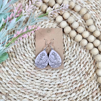 Handcrafted Wooden Lily of the Valley Earrings