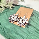  Snowflake Earrings, Holiday Jewelry for Women, Christmas Gift, Wood Jewelry, Christmas Earrings