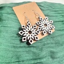  Snowflake Earrings, Holiday Jewelry for Women, Christmas Gift, Wood Jewelry, Christmas Earrings