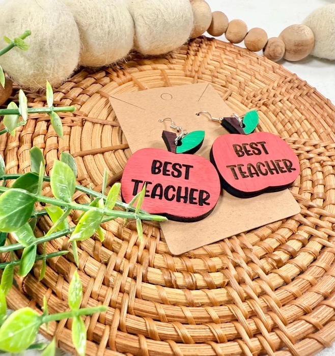 Best Teacher Apple Earrings, Teacher Gift, Teacher Appreciation Gift, Teacher Christmas Gift