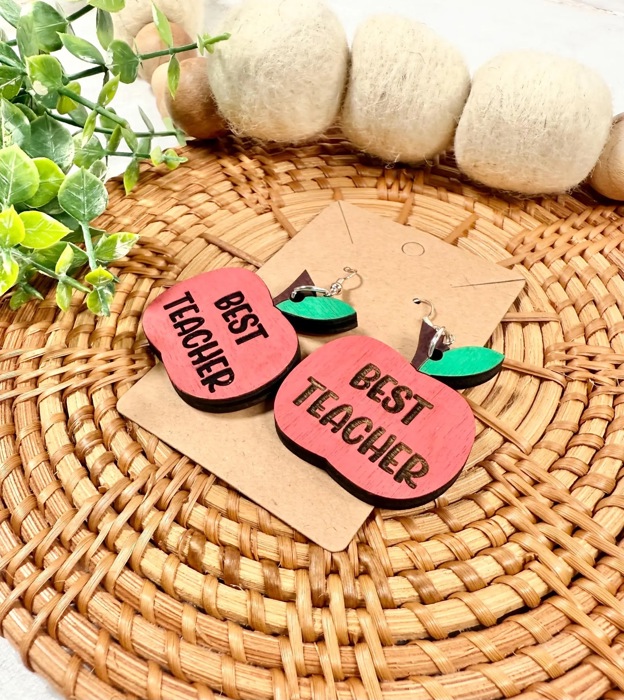 Best Teacher Apple Earrings, Teacher Gift, Teacher Appreciation Gift, Teacher Christmas Gift