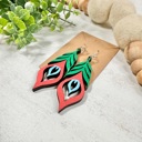  Wooden Peacock Feather Earrings, Dangle Earrings, Gift For Her, Teacher Application Gift, Boho Earrings