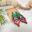  Wooden Peacock Feather Earrings, Dangle Earrings, Gift For Her, Teacher Application Gift, Boho Earrings