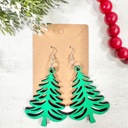  Christmas Tree Wood Earrings, Holiday Jewelry for Women, Christmas Gift for Her, Wood Jewelry, Christmas Earrings