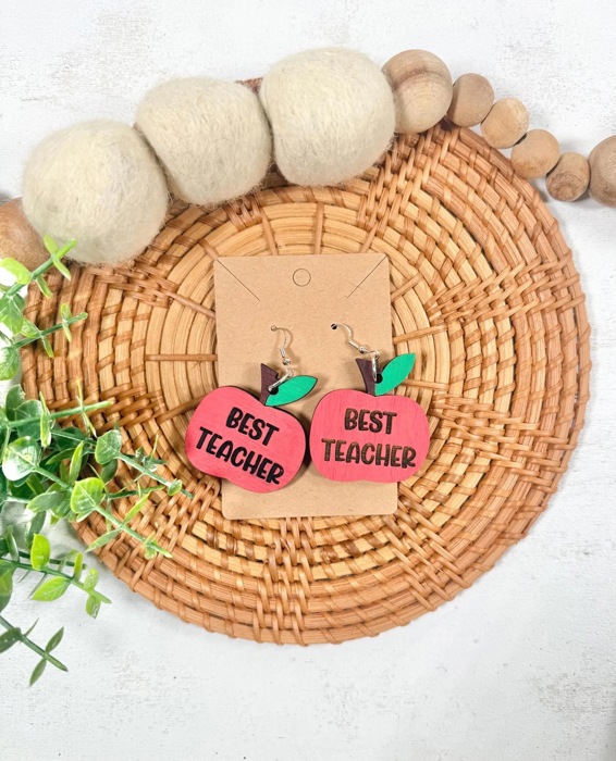 Best Teacher Apple Earrings, Teacher Gift, Teacher Appreciation Gift, Teacher Christmas Gift