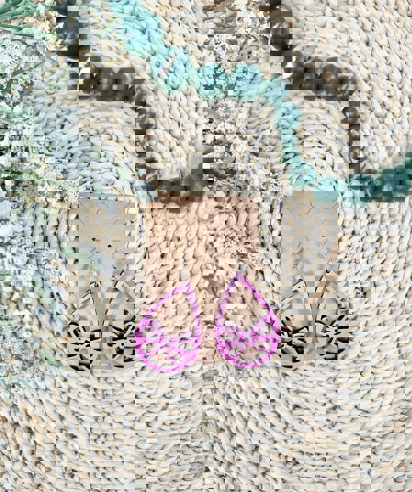 Wooden Christmas Bow Earrings