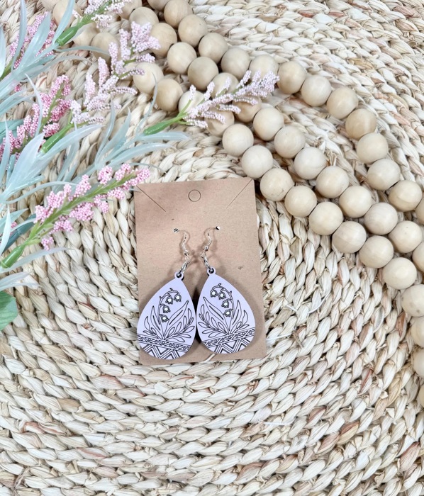 Handcrafted Wooden Lily of the Valley Earrings