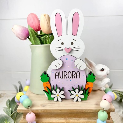 Personalized Easter Bunny, Bunny Shelf Sitter, Easter/Spring Decorations, Wooden Bunny, Personalized Easter Gift, Custom Name Easter Bunny
