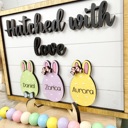  Personalized Family Easter Name Shelf Sitter Signs, Hatched With Love Family Sign, Easter Egg Shelf Sitter Signs, Easter Home Decor