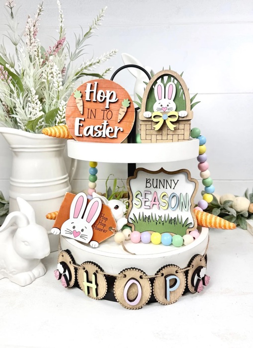 Easter Tier Tray Decor, Spring Tier Tray Decor, Easter Home Decorations, Bunny Season Farmhouse Decor