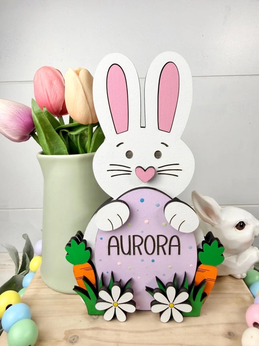 Personalized Easter Bunny, Bunny Shelf Sitter, Easter/Spring Decorations, Wooden Bunny, Personalized Easter Gift, Custom Name Easter Bunny