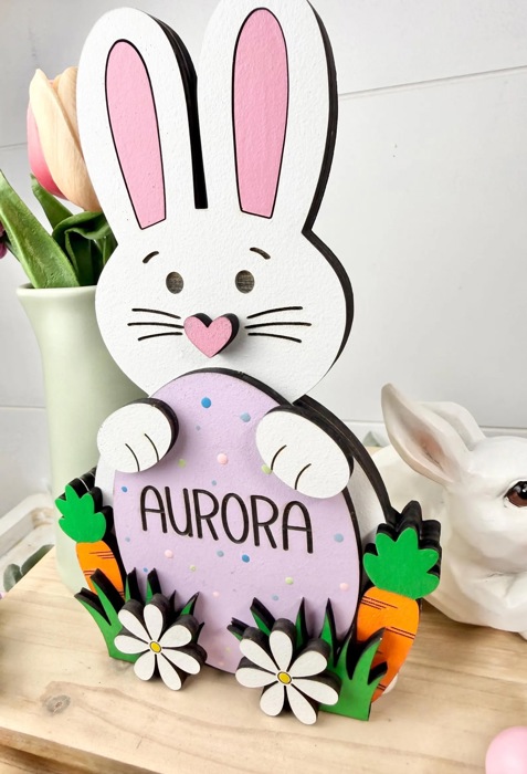 Personalized Easter Bunny, Bunny Shelf Sitter, Easter/Spring Decorations, Wooden Bunny, Personalized Easter Gift, Custom Name Easter Bunny