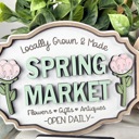  Spring Tier Tray Decor Set | Farmhouse Floral Market Tier Tray | Pink Green Spring Signs | U-Pick Flower Patch Decor