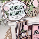  Spring Tier Tray Decor Set | Farmhouse Floral Market Tier Tray | Pink Green Spring Signs | U-Pick Flower Patch Decor