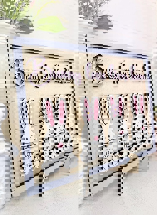 Custom Bunny Family Sign | Personalized Easter Bunny Decor | Spring Farmhouse Sign | Kids Name Bunny Sign