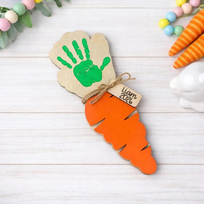 Easter Handprint Craft, Easter Keepsake, Handprint Gift, Personalized Easter, Easter Handprints, Easter DIY Kids Craft, Easter Carrot DIY