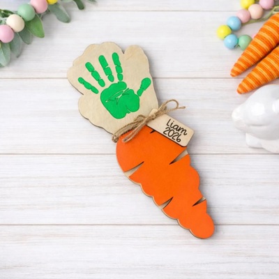 Easter Handprint Craft, Easter Keepsake, Handprint Gift, Personalized Easter, Easter Handprints, Easter DIY Kids Craft, Easter Carrot DIY