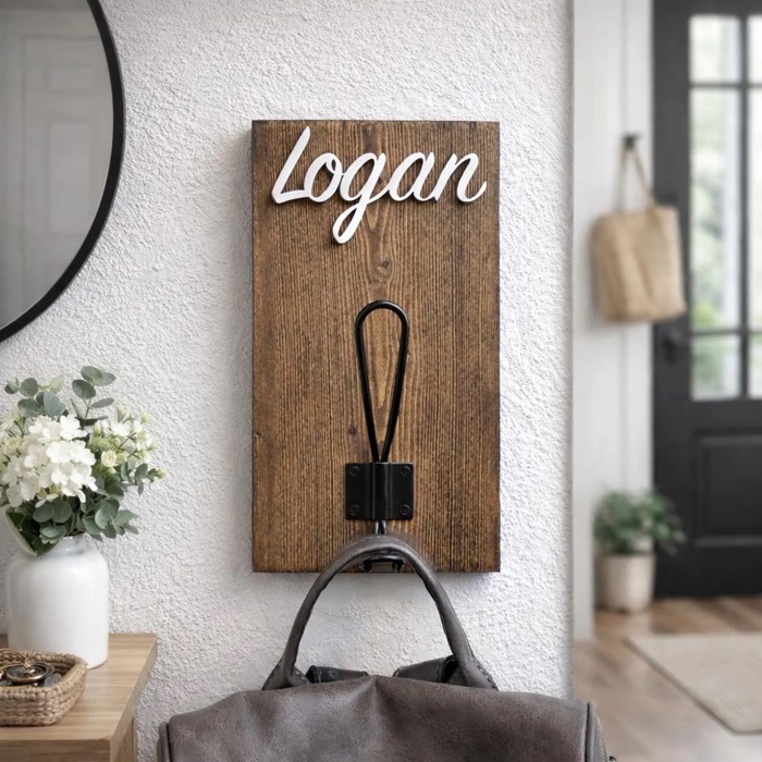 personalized backpack/towel hook, back to school, towel holder, bathroom organizer, front entry hooks, mudroom, personalized hooks