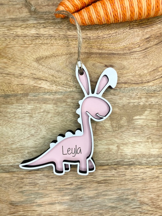 Personalized Easter Dinosaur bunny basket tag