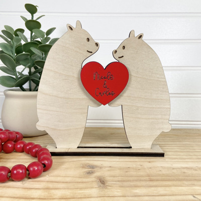 Personalized Wooden Couple Bear, Happy Valentine's Day Couple Bear
