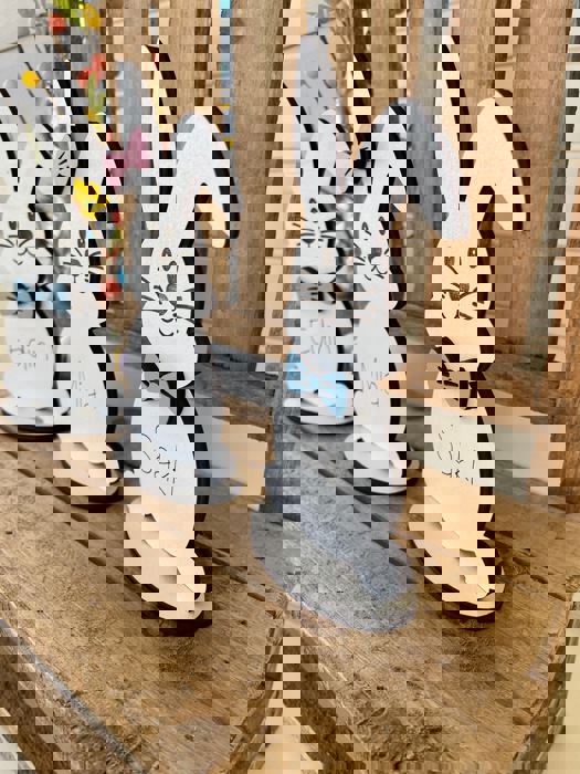 Personalized Easter Bunny, Bunny Shelf Sitter, Holiday Decor, Easter/Spring Decorations, Wooden Bunny, Personalized Easter Bunny Family