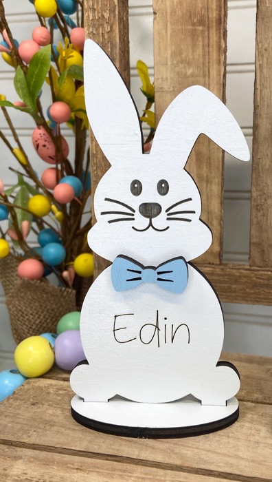 Personalized Easter Bunny, Bunny Shelf Sitter, Holiday Decor, Easter/Spring Decorations, Wooden Bunny, Personalized Easter Bunny Family