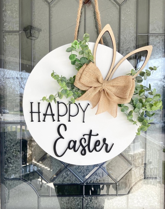 Happy Easter Door Hanger, Spring Home Decor, Easter Door Hanger, Spring Porch Decor