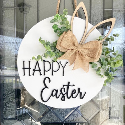 Happy Easter Door Hanger, Spring Home Decor, Easter Door Hanger, Spring Porch Decor