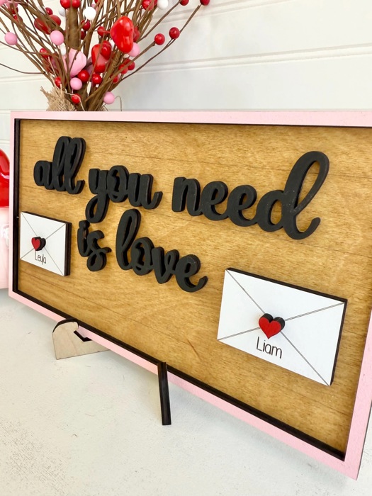 All You Need Is Love, Family Valentines Name Sign, Personalized Valentines Family Sign