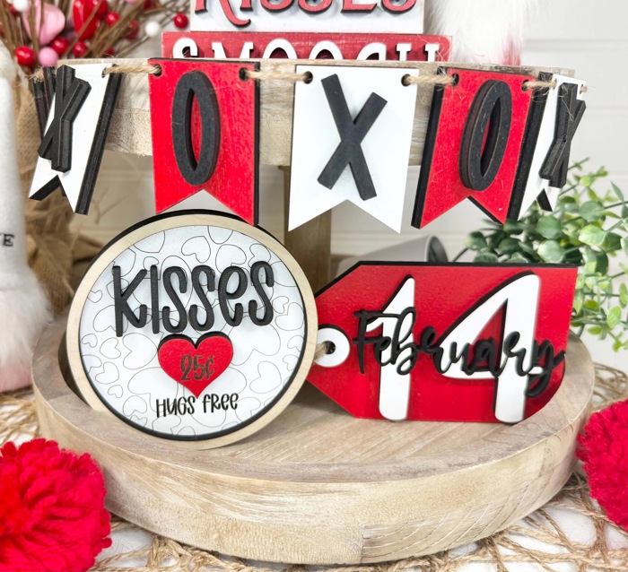 Valentines Tiered Tray Decor | Kisses Collection