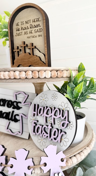 Easter Tier Tray Decorations, Religious Tier Tray Decor, Easter Home Decor, Spring Decor