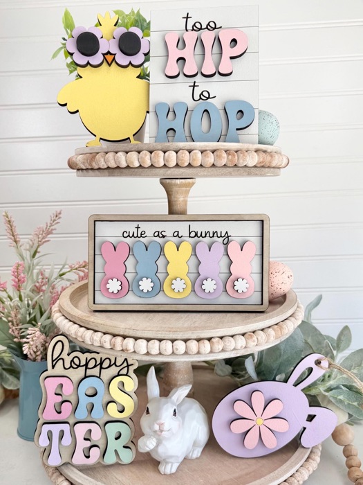 Easter Tier Tray Decor, Spring Tier Tray Decor, Easter Home Decorations