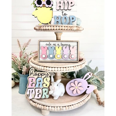 Easter Tier Tray Decor, Spring Tier Tray Decor, Easter Home Decorations